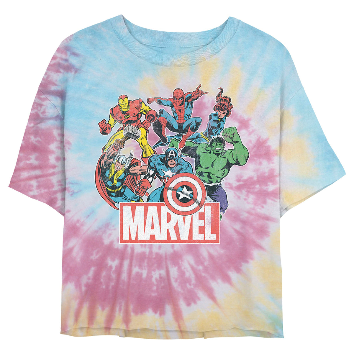 Junior's Marvel Heroes of Today Tie-Dye Swirl T-Shirt product image 1
